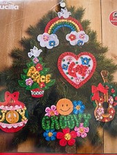 c2013 Bucilla "LOVE  PEACE SANTA" 86418 Christmas Felt Ornaments KIT NIP