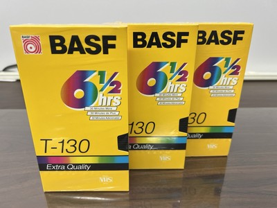 3 Rare Brand New BASF T-130 VHS Blank Video Cassette Tapes 6-1/2 Hours