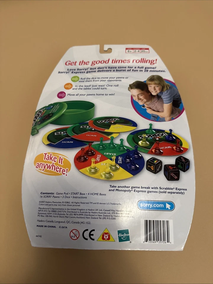 Sorry Express Travel Game Hasbro Parker Brothers Game Break Brand New Sealed - Image 2 of 2