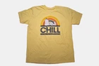 Peanuts Mens Snoopy Retro Rainbow Chill Graphic Yellow Shirt New XL