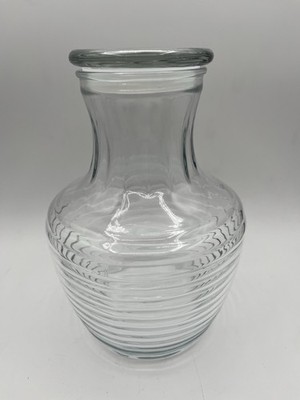 Vtg Anchor Hocking Glass Beehive Jar Ribbed Carafe & Lid Manhattan  MCM  EUC