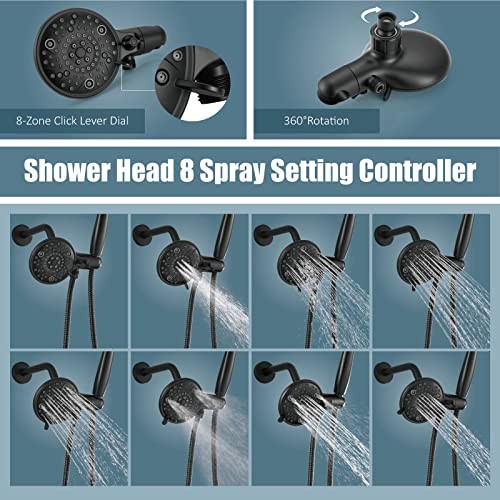 Shower System Dual 2-in-1 Rain Shower Faucet Set 8-Setting Shower Head & - Picture 5 of 8
