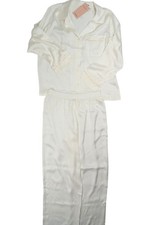Eberjey Inez Washable Silk Long PJ Set in Ivory Champagne