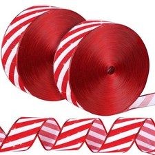 2 Rolls Christmas Ribbon Wired Edge Ribbon, 2.5 Inch X 50 Yard