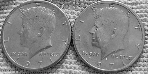 2- 1971 Kennedy half dollar coins 1P &1D