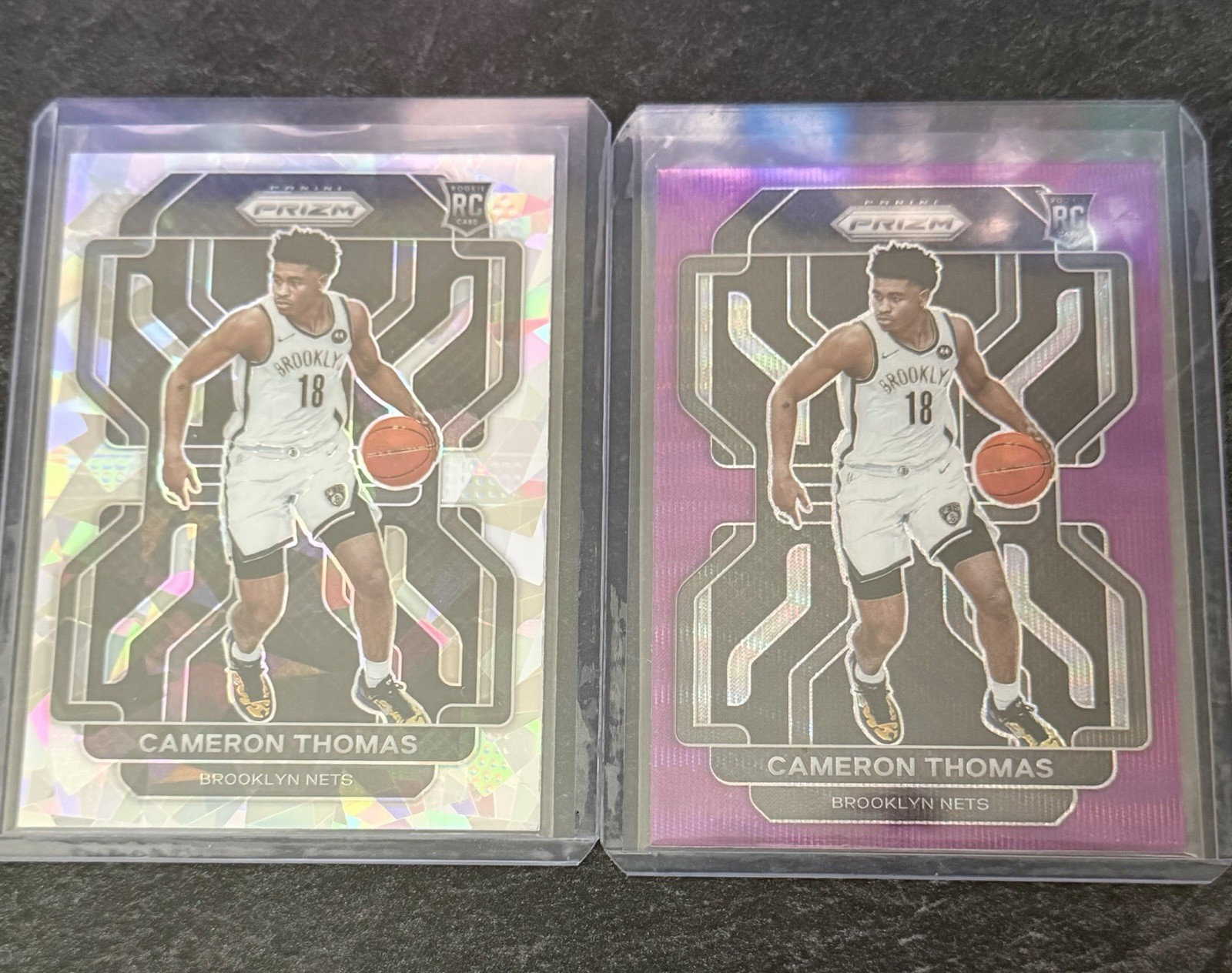 2021-22 Panini Prizm Cameron Thomas Cracked Ice/Purple Wave RC (2)