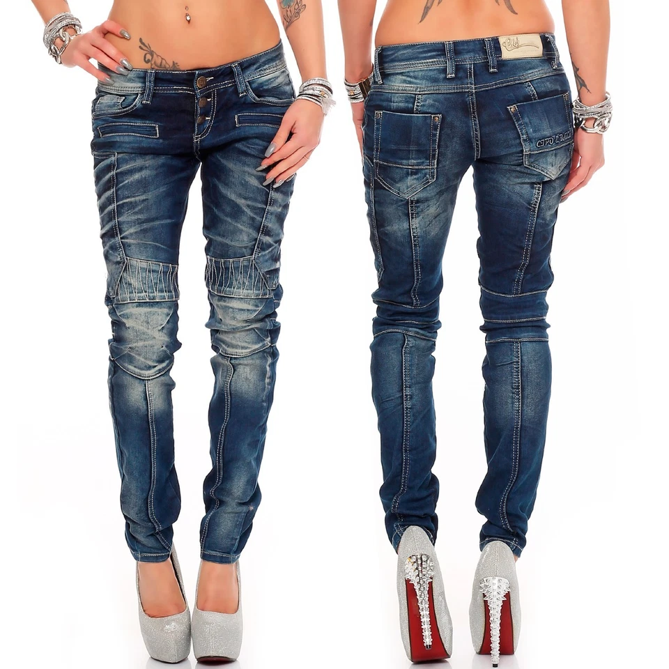 CIPO BAXX Cipo & Baxx Sexy Damen Jeans Hose Hüftjeans Skinny Slim Fit Stretch Röhre Design