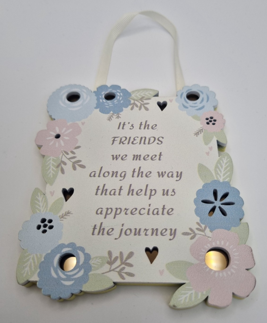 It's The Friends We Meet Along The Way Wooden Mirrored Hanging Sign Plaque
