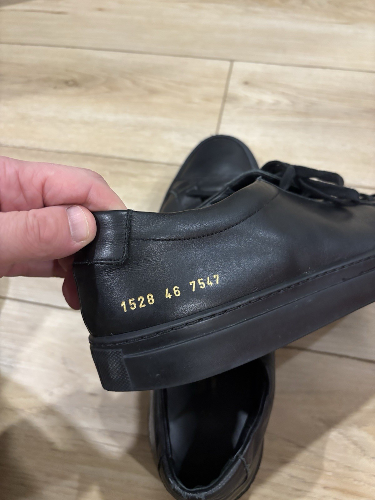 Common Projects Solid Black Leather Achilles Lace… - image 6