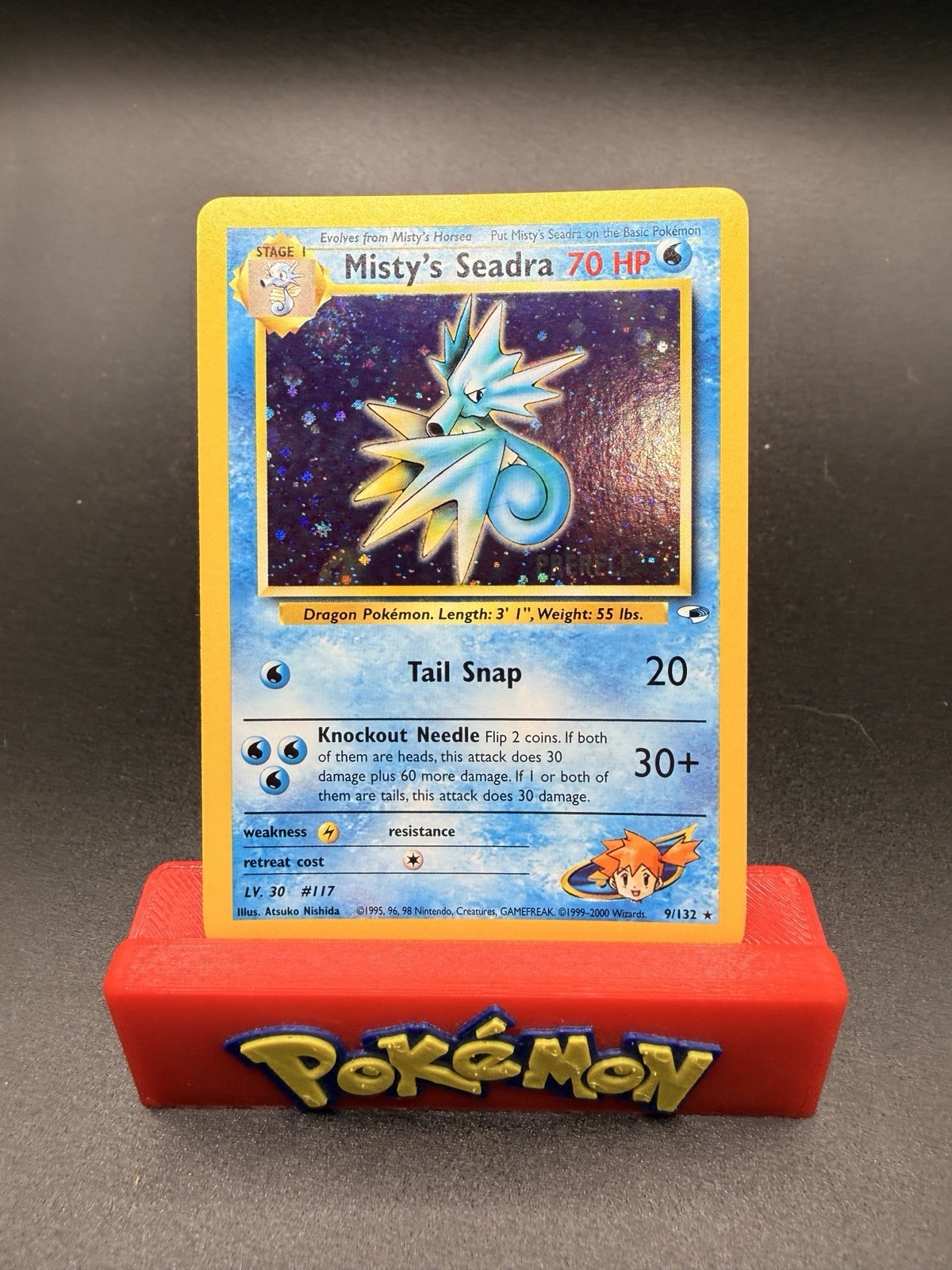 Misty's Seadra PRERELEASE Gym Heroes - Holo Rare 9/132 WOTC NM Pokemon Swirl