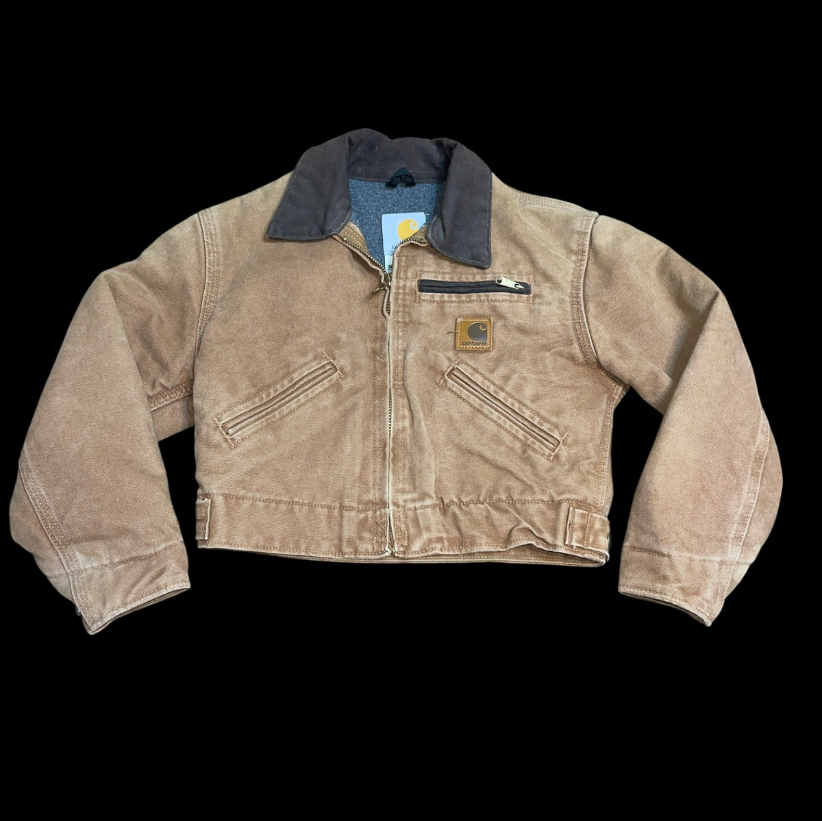 VTG Carhartt Detroit Sherpa Lined Jacket Youth Sz XS Brown Western