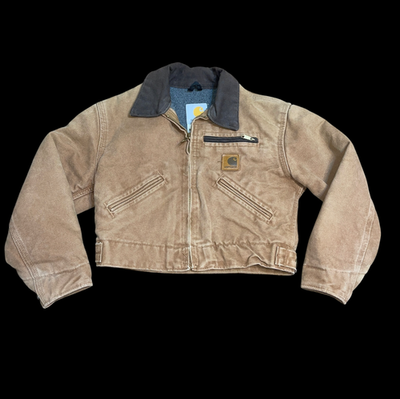 VTG Carhartt Detroit Sherpa Lined Jacket Youth Sz XS Brown Western