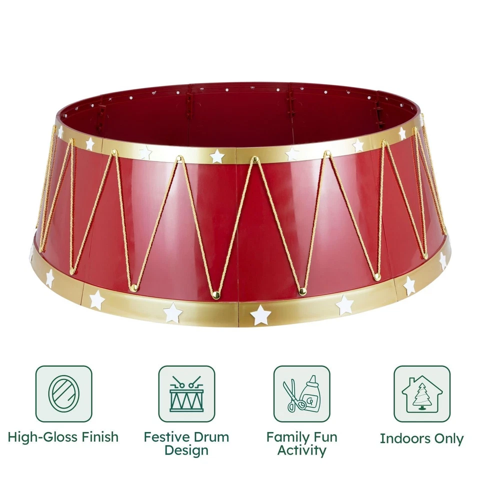 Christmas Tree Collar, 28.4" Festive Drum Design Tree Ring, Durable Plastic w... - Image 2 of 4