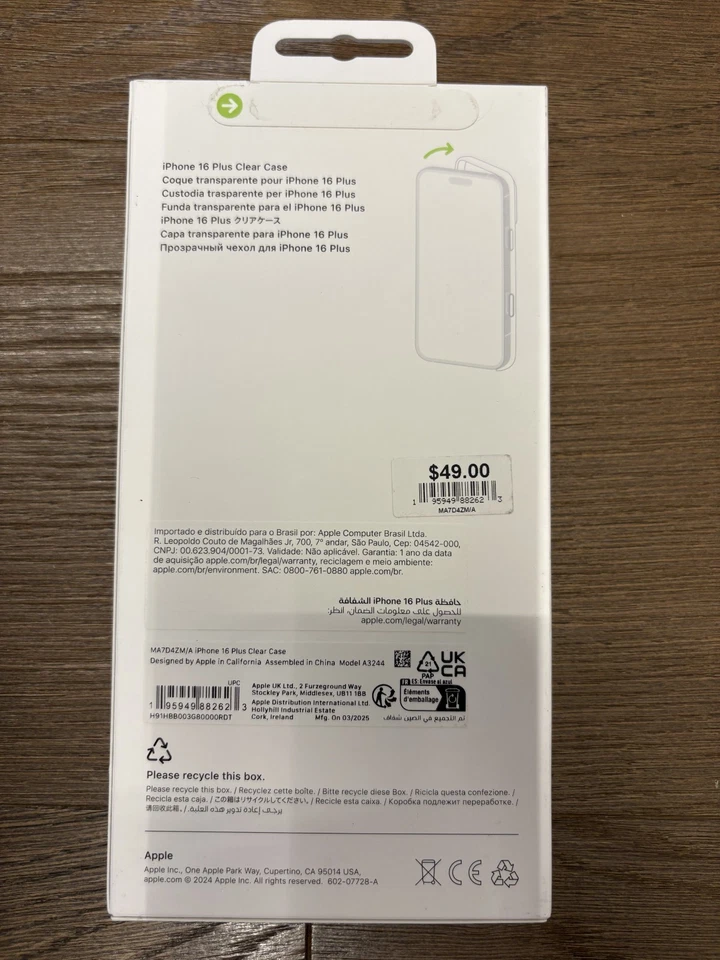 Apple Cover Copertina Custodia MagSafe Clear Case iPhone 16 Plus  Trasparente - Immagine 2 di 2