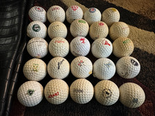 Vintage lot of 25 Logo Golf Balls Brands Advertising Collectible SM1-G