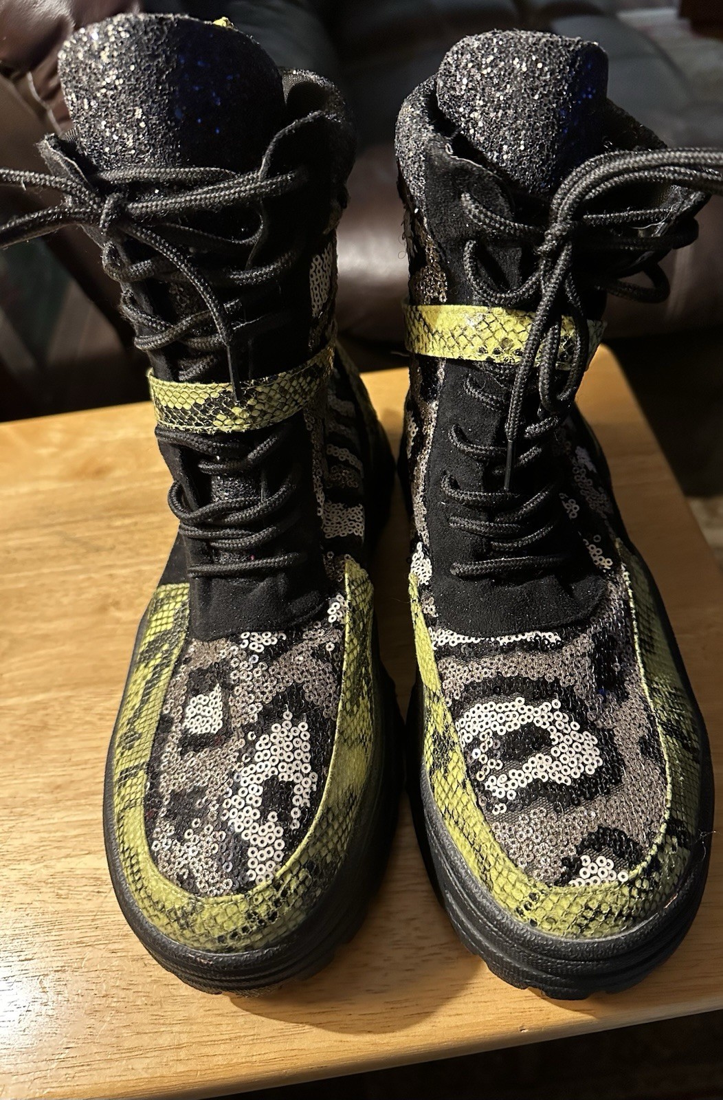 Cape Robbin Women’s Combat Boots, Python Design W… - image 1