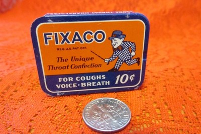 Vintage Fixaco Throat for Coughs Voice -Breathe Pocket Tin, St Louis
