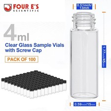100 Pack 4ml Glass Vials with Screw Caps Clear Liquid Sample Vial Lab Bottles