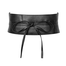 Ladies Waist Belt Wide Soft PU Leather with Drawstring Ladies Wide Tie...