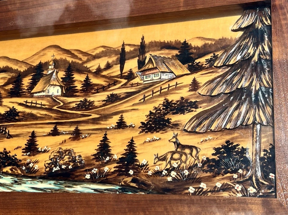 Rare Vintage Hand Carved Black Forest German Coffee & End Tables W/ Glass Top. - Image 3 of 4