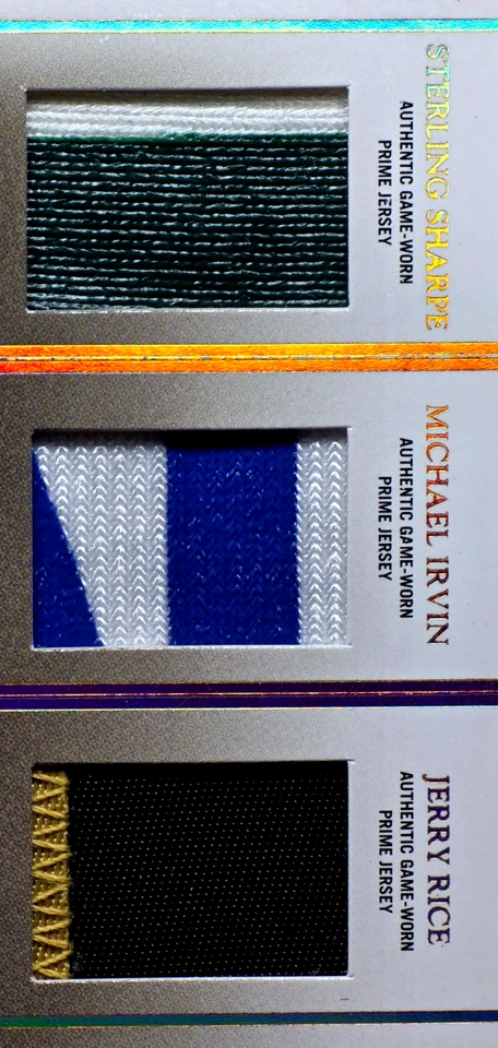 Rice / Irvin / Sharpe 2007 National Treasures Materials Triple PARCHE PRIME/25 Foto 3 de 3