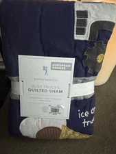 Pottery Barn kids busy trucks quilted pillow Sham euro new