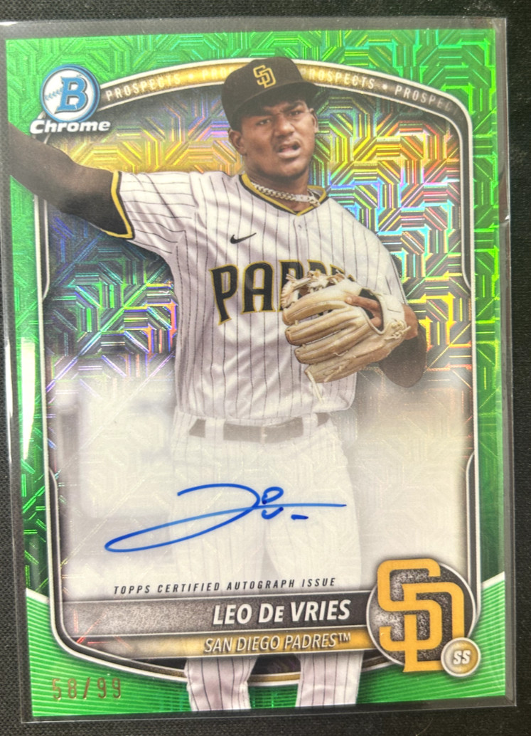 2025 Bowman Chrome - Leo De Vries Green Mojo Refractor Auto /99