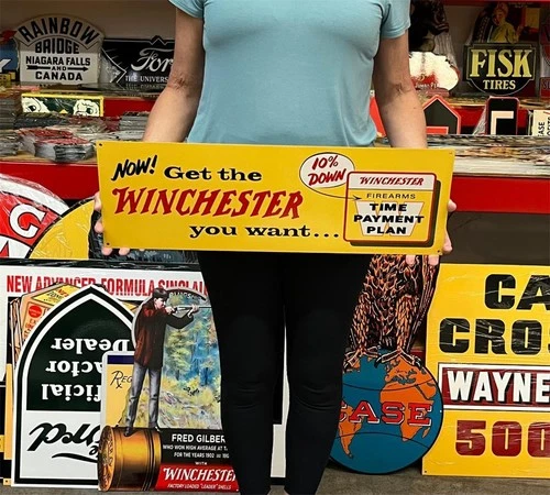 Vintage Style Metal Sign Winchester Payment Plan NOT Porcelain 25x8 Made USA