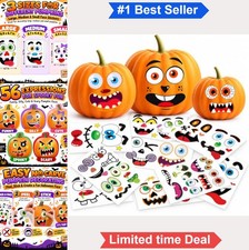Halloween Pumpkin Stickers 26 Pack 56 Funny Faces 3 Sizes Fall Craft Party Decor