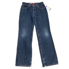 Vintage y2K Tommy Jeans Youth 14 Flare Leg Jeans Dark Wash Flag Logo 100 Cotton