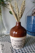 Vintage Early 1900's Mini Stoneware Motto Jug Detrick Distilling Co. Dayton Ohio