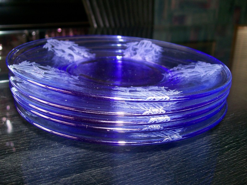 TIFFIN TWILIGHT FONTAINE PLATES (5 TOTAL)