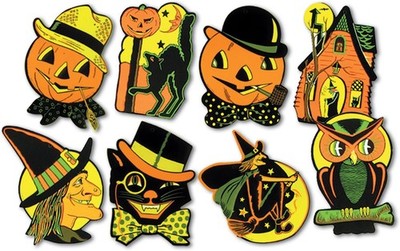 Beistle Pkgd Halloween Cutouts 8.5 inches x 9.25 inches - 2 Packs of 4 Cutouts