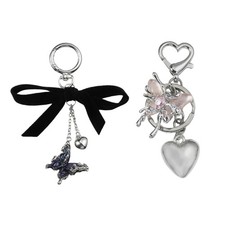 Elegant Silver Heart Keyring with Bowknot Detail Sturdy Pendant Gift for Her