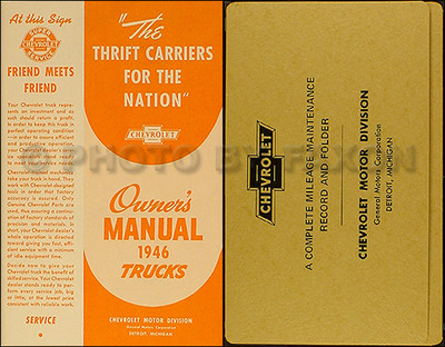 1946 Chevrolet Pickup and Truck Owners Manual with Envelope 46 Chevy Owner Guide