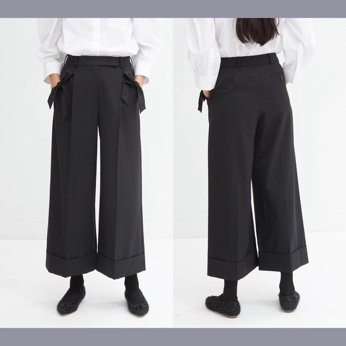 パンツ self portrait bow straight trousers Cream Denim Diamante Bow Jeans – self-portrait-US