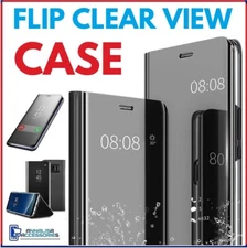 For OPPO RENO 6 PRO 5G FLIP CASE SMART BOOK CLEAR VIEW BLACK MIRROR COVER STAND