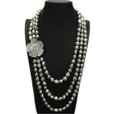 Handmade Women 8-9mm Freshwater Pearl 3 Rows Choker Necklace Jewelry Wedding Bib