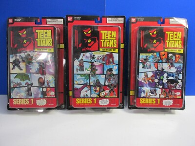 3 TEEN TITANS GO COMIC HELDEN FIGUR 1,5'' Set Pack SERIE 1 Bandai ROBIN DC
