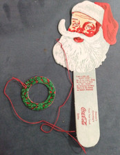 Original 1950s SANTA CLAUS Cardboard HAND HELD Saint Nick Ring Toss Toy NOS
