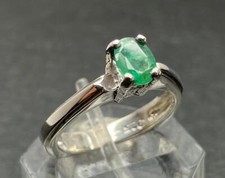 1.08 CT BRIGHT NATURAL EMERALD SOLID BACK STERLING SILVER MENS RING SZ 6.75 4 GR