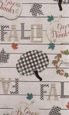 VAR SIZE VINYL FLANNEL BACKED HAPPY FALL THANKSGIVING HARVEST TABLECLOTH ELRENE