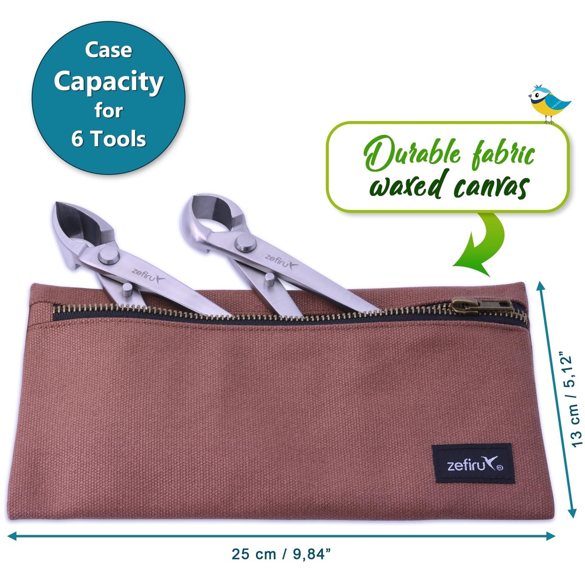 Kit Outils Bonsaï 210mm Acier Inoxydable - Pince Creuser Ronde + Pince Concave + Trousse Tissu