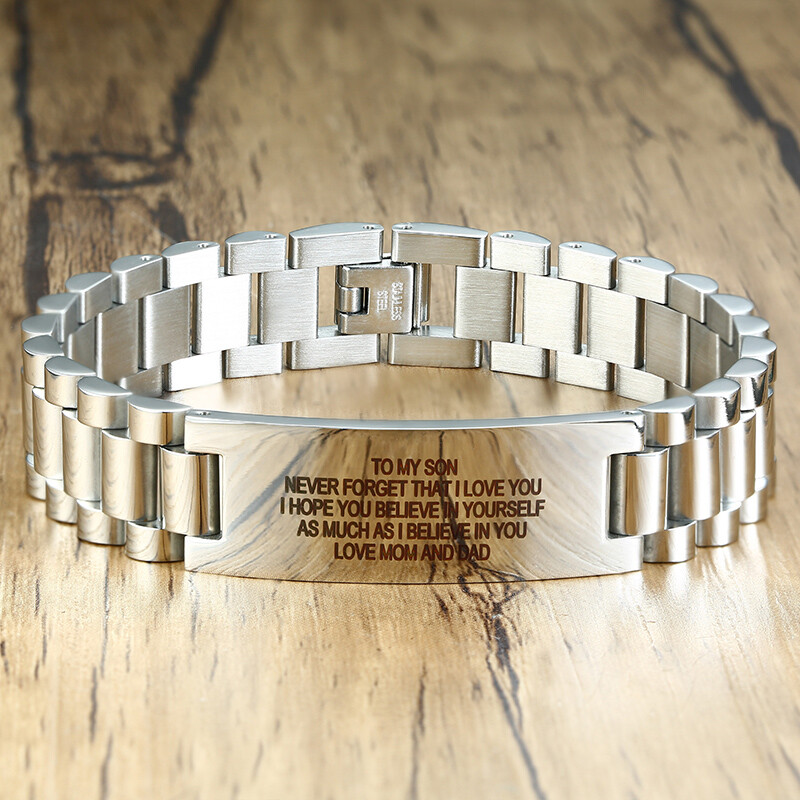 Personalized Mens Bracelets Customized Engraved Love Quote