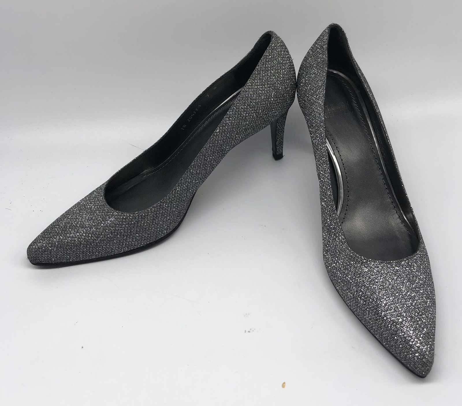 Stuart Weitzman Glitter Silver Pointed Toe Stilet… - image 2