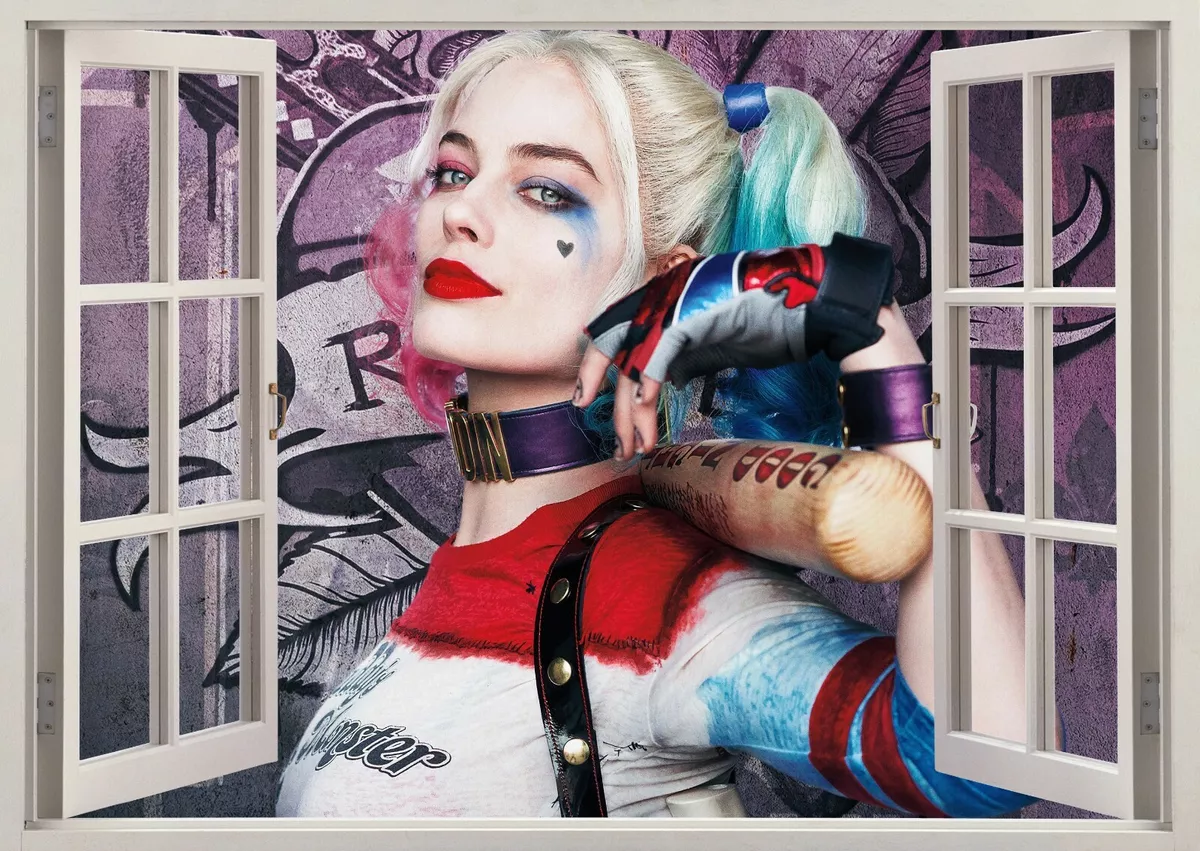 Harley Quinn Joker Suicide Squad 3d Window Wall View Sticker