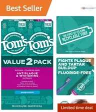 Fluoride-Free Antiplaque & Whitening Natural Toothpaste, Peppermint, 5.5 oz x 2