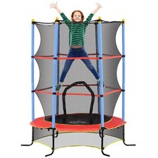 HOMCOM Trampoline for Kids with Enclosure Net Built-in Zipper Jumping 3-10 Year