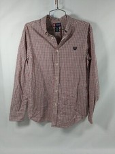 Chaps Dress Shirt Mens XLarge 18/20 Red Blue Plaid Long Sleeve Button Up