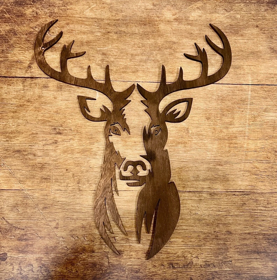 Wandbild aus Holz Hirsch in 3D Deko zum Aufkleben Wandschmuck Dekoration - Bild 2 von 4